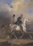Outing of Prince William of Prussia on Horse Back,Accompanied by the Artist (mk45) Franz Kruger